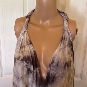 Soprano tie dye black gray loose halter tank. Sz S/M